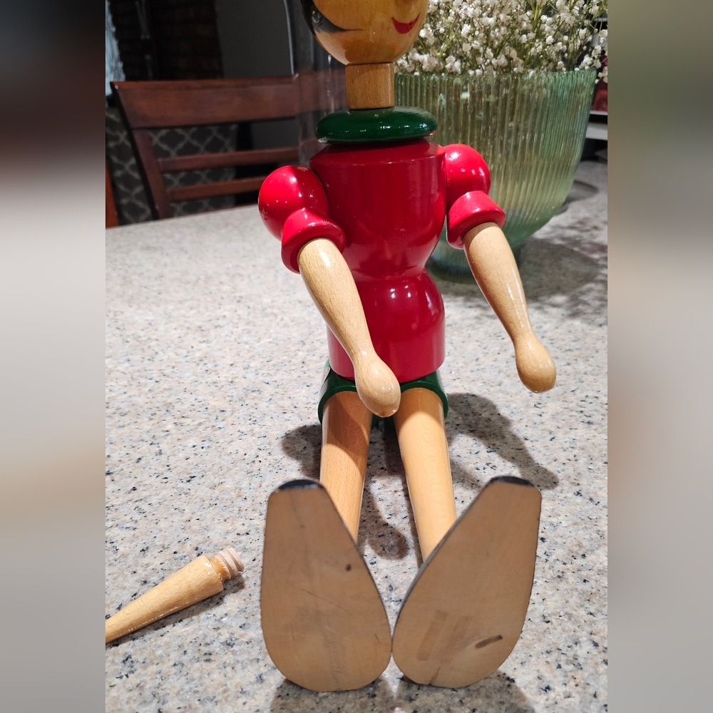 RARE Amazing Italian Wooden Classic Pinocchio Toy By GIOCATTOLI BREVETTATI - Picture 2 of 9